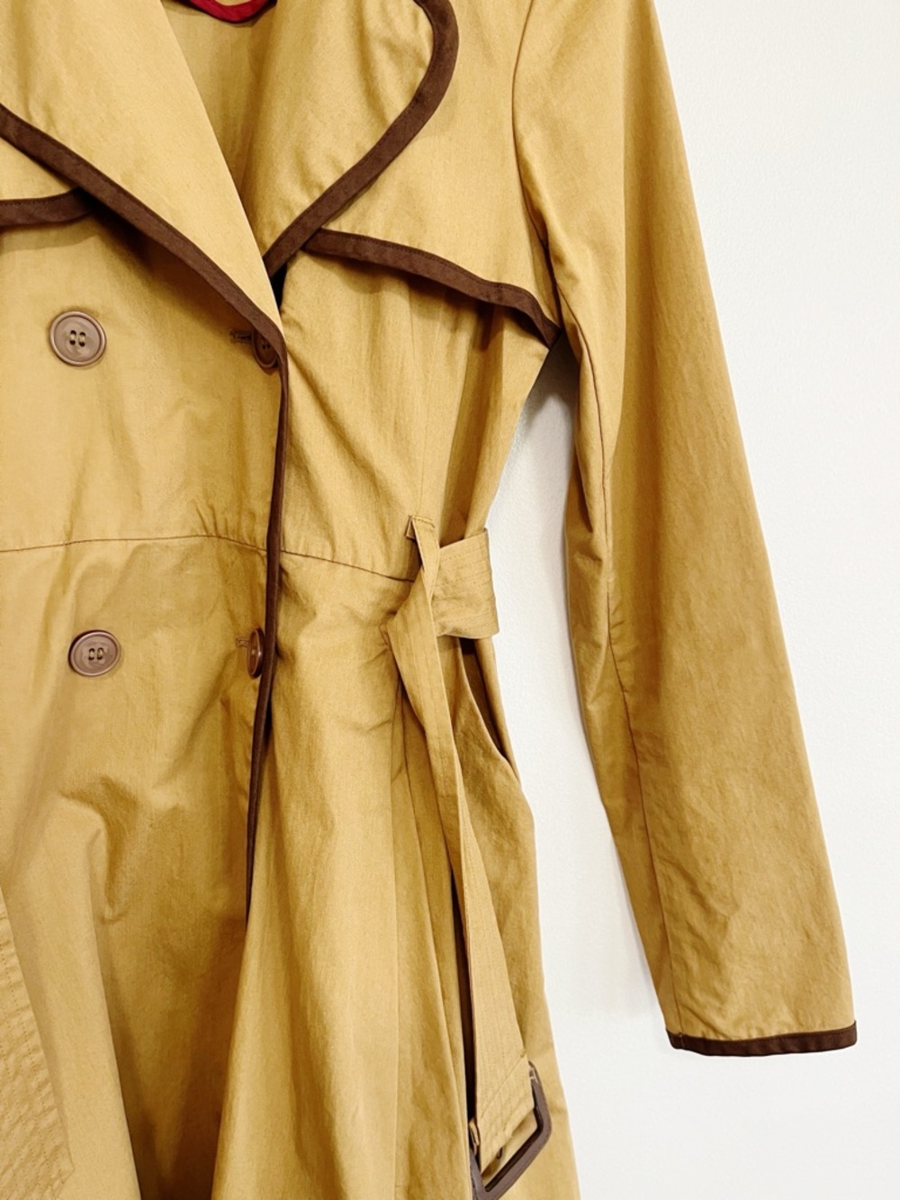 ETT:TWA Anthropologie Marley Trench Coat Tan Double Breasted Belted Swing 2 - Picture 9 of 14